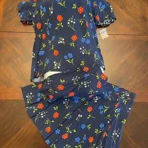 SAG HARBOR. navy flower print top and skirt outfit size medium NEW with tags